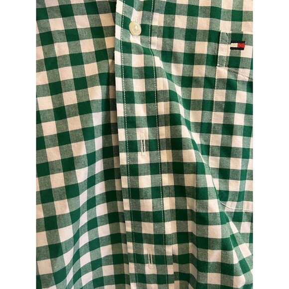 Tommy Hilfiger Mens Green Checked Collar LS Button Up Shirt Sz 2XL - Picture 6 of 12